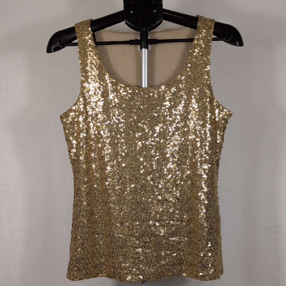 Anne Klein Gold Sequin Women's Tank Top